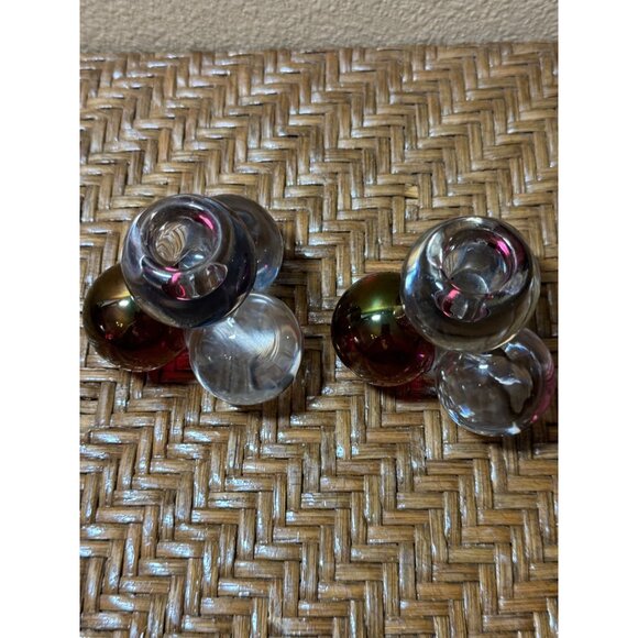 Westmoreland Glass Della Robbia Candleholder Vintage Rose Clear  Ball Stack Set - Picture 4 of 8